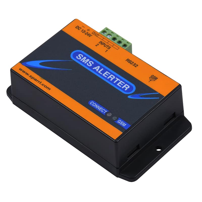 SMS Alerter unit with GSM antenna and terminal connections